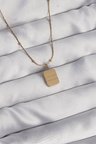 316L Çelik Gold Renk Kare Charm Model Kolye TJ-BKO8928