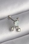 316L Çelik Gümüş Renk Beyaz Minelik Kalp Sallantı Zirkon Taş Detay Tragus Piercing TJ-PR1229