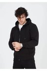 Unisex Tam Fermuarlı Kapşonlu SweatShirt - Siyah