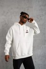 Unisex Kapşonlu Baskılı Sweetshirt Sweatshirt - Beyaz