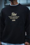 Erkek Kışlık Bisiklet Yaka Ön Ve Arka Baskılı SweatShirt - Siyah