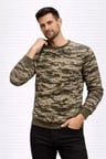 Erkek Kamuflaj Desenli 2 İplik 4 Mevsim Uzun Kollu Bisiklet Yaka Sweatshirt - Kamuflaj