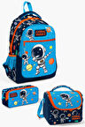 Coral High Kids Lacivert Mavi Astronot Desenli 3’lü Okul Çanta Seti SET0123486