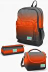 Coral High Kids Turuncu Gri Renk Geçişli 3’lü Okul Çanta Seti - Erkek Çocuk