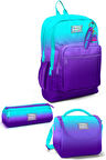 Coral High Kids Turkuaz Mor Renk Geçişli 3’lü Okul Çanta Seti SET0123763