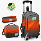 Coral High Kids Gri Turuncu Renk Geçişli Çekçekli 3'lü Çanta Seti SET0123948