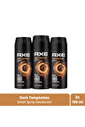 Axe Erkek Deodorant & Body Spray Dark Temptation 48 Saat Etkileyici Koku 150 ml x3