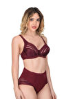 Kadın Bordo Korseli Toparlayıcı Balenli Sütyen Takım