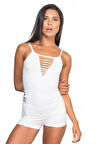Dikişsiz Ince Askı Mikrofiber Kadın Fantezi Atlet Korse Beyaz