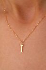 14 Ayar Altın I Harf İnce Aynalı Zincir Kolye