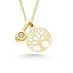 14 Ayar Altın Pırlantalı Hayat Ağacı Kolye