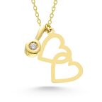 14 Ayar Altın Pırlantalı Kalp Kolye