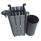 Safirkom Kompozit (Ahşap+Plastik) Köşeli Çöp Kovası (30 Lt) SÇ12 D Antrasit