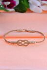 Rose Renk Sonsuzluk 1000 Ayar Sade Örme El işi Kazaziye Gümüş Bileklik
