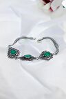 Damla Model Yeşil Zümrüt Taşlı El Işçiliği Telkari Gümüş Bileklik