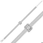 Gümüş Baget Taşlı Trabzon Hasır Kadın Bileklik