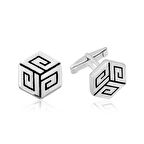 ​Gümüş Vintage Desenli Petek Kol Düğmesi