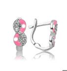 Gümüş Pembe Sonsuzluk Çocuk Küpesi