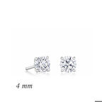 Gümüş Yuvarlak Tek Taş Zirkon Küpe - 4 mm