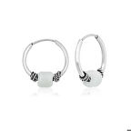 Gümüş Beyaz Taşlı Halka Küpe