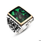 Gümüş Yeşil Zirkon Taşlı Erkek Yüzük