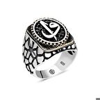 Gümüş Elif Vav Oval Erkek Yüzük