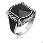Gümüş Siyah Zirkon Taşlı Erkek Yüzük