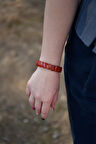 Kırmızı Jasper Özel Kesim Doğal Taş Unisex Bileklik