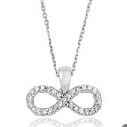 Gümüş Beyaz Taşlı Sonsuzluk Kadın Kolye