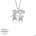 Swarovski Taşlı Gümüş Erkek Kız Çocuk Kadın Kolye
