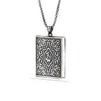 Gümüş Kare İçi Açılabilen Allah Muskalık Kolye
