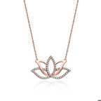 Gümüş Rose Lotus Çiçeği Kolye