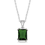 Gümüş Yeşil Kristal Kare Taşlı Kadın Kolye