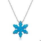 Gümüş Mavi Opal Taş Kar Tanesi Kadın Kolye