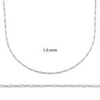 1.8 mm Gümüş Figaro Zincir - 0.50 mikron