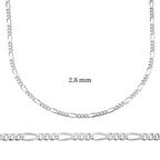 2.8 mm Gümüş Figaro Zincir - 0.80 mikron