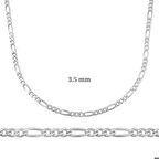 3.5 mm Gümüş Figaro Zincir - 100 mikron