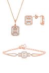 Gümüş rose baget taşlı kolye küpe ve bilezik  gümüş set