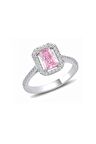 Gümüş Rodyumlu Pırlanta Montürlü pembe Baget Taşlı Yüzük