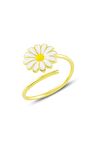 Gümüş altın yaldızlı ayarlanabilir papatya yüzük