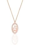 Gümüş rose zirkon taşlı oval çerçeveli ALLAH lafzı kolye