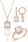 Gümüş rose baget taşlı üçlü set