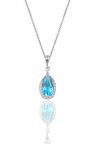 Gümüş rodyumlu akuamarin ve zirkon taşlı damla modeli kolye