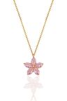 Gümüş rose damla kesim pembe taşlı çiçek kolye SGTL12407PEMBE