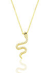 Gümüş altın yaldızlı zirkon taşlı yılan kolye SGTL12556GOLD