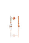 Gümüş rose sıra taşlı sallantılı damla küpe SGTL12773ROSE