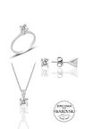 Gümüş Swarovski tek taş modeli üçlü set