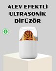 Ultrasonik Alev Efektli Aromaterapi Difüzörü Usb Şarjlı Ve Otomatik Kapanma Özellikli