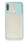 Newface Samsung Galaxy A11 Kılıf Palm Buzlu Kamera Sürgülü Silikon - Turkuaz