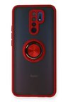 Newface Redmi 9 Kılıf Montreal Yüzüklü Silikon Kapak - Kırmızı